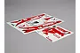 Two sheets of Motul Autech Nissan racing decals for RC car bodies on a grey background.