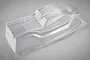 A clear, unpainted polycarbonate body shell for a 1/8 scale Kyosho Inferno ST-RR Evo.2 RC truggy, shown from a high-angle studio perspective.