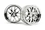Two shiny chrome-finished RC car rims with a multi-spoke design, shown against a plain white background.