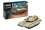 A Revell 1/72 scale Merkava Mk.III model tank kit box next to a fully assembled and painted model tank on a white background.