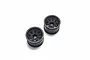 Two black 8-spoke RC car rims shown from a high angle against a plain white background.