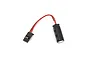 A black cylindrical receiver capacitor with a red and black wire lead ending in a standard black plastic RC servo-style connector.