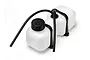 A white plastic 700cc fuel tank for a Maverick Blackout MT RC car, featuring a black cap and attached black fuel tubing.