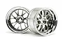 Two chrome-finished RC car rims with a multi-spoke design, shown against a white background.