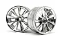 Two shiny chrome-finished RC car rims with a multi-spoke design, shown against a plain white background.