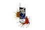 A can of Spaz Stix Gold to Red color change aerosol spray paint against a white background with a paint splatter effect.