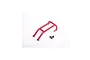 A red powder-coated steel roll cage component for an RC car, accompanied by three small black mounting screws on a white background.