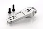 A silver aluminium Rovan 17T servo horn with two black metal screws on a white background.