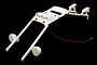 A white Rovan Baja roll bar set with integrated LED light mounts and two round LED light pods, isolated against a black background.