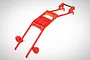 A red Rovan Baja roll bar set with integrated LED light mounts, shown against a plain white background.