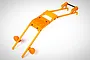 Bright orange Rovan Baja roll bar set with integrated LED mounts, shown against a plain white background.