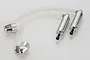 Two silver aluminium RC shock reservoir sets with clear tubing on a white background.
