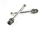 Two silver Rovan RC shock shafts with attached rod ends arranged in an X shape on a white background.