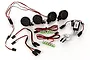 Rovan RC full light kit featuring four round LED light pods, two LED circuit boards, and a control module with various wiring harnesses.