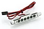 Rovan silver aluminium LED tail light bar for RC Baja with red and black wiring and a standard receiver connector.