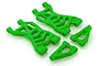 A set of four bright green Rovan RC rear suspension arms on a white background.