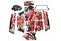 A set of Rovan red and black graphic sand rail cage panels with mounting hardware on a white background.