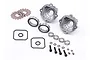 Rovan differential case set including two metal housing halves, bearings, O-rings, screws, and hardware on a white background.