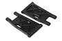 Two black plastic rear suspension arms for an HPI Vorza RC car, shown from an angled top-down perspective against a white background.