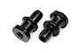 Two black metal shock mounts for HPI Vorza RC car on a white background.