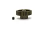 A Kyosho 32T pinion gear made of steel, shown with its grub screw on a white background.