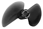 A black two-blade RC boat propeller for the UDI Arrow, shown against a white background.
