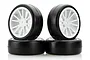 Solaris 1/10 32J Premounted Touring Car Rubber Tyres w/ White Rims 4Pcs S-T32JGM4W