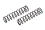 Two black metal RC shock springs with blue identification markings on one end, positioned diagonally on a white background.