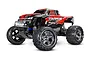Traxxas Stampede XL-5 1/10 scale RC monster truck in red and black with chrome wheels and front LED light bar.