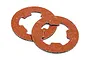 Two circular brown slipper clutch pads for HPI Savage RC cars, shown on a white background.