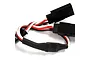 A Yeah Racing Y-extension lead with three-pin Futaba-style connectors and black heat shrink tubing on a white background.