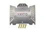 GPM Racing stainless steel hollow chassis protection plate for RC cars with four gold-coloured mounting screws.