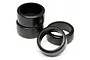 A set of four smooth black RC drift tyres for HPI Micro RS4, arranged in a stack and two loose pieces on a white background.