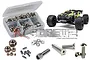 RC Screwz stainless steel screw kit for Arrma Kraton 8s, featuring a plastic organizer box, various screws, nuts, and washers, with an Arrma Kraton RC car.