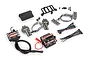 Traxxas Pro Scale LED Light Set components including power module, distribution block, LED boards, wiring, and mounting hardware on a white background.