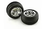 Traxxas 2.8" Front Alias Ribbed Tyres on Chrome Twin-Spoke Rims - Glued Wheels 2Pcs 5574
