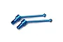 Two blue anodized aluminium driveshafts for LaTrax RC vehicles, shown against a white background.