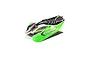 ARRMA 1/8 scale Typhon RC buggy body shell in green, white, and black with racing decals on a white background.