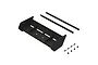 ARRMA adjustable rear wing set including a black plastic wing, two mounting bars, and small screws and nuts on a white background.
