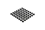A collection of 52 small black circular ARRMA lower suspension arm adjustment blocks arranged in a grid on a white background.
