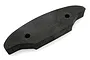 A black foam urethane bumper for an RC car, featuring two mounting holes, isolated on a white background.