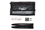 Dusty Motors 4XL universal RC cover kit including a black mesh cover, adhesive Velcro strips, Dusty Motors stickers, and black fabric strips.