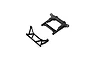 Two black plastic RC car parts, a rear body mount and a chassis brace, isolated on a white background.