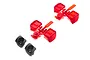 Axial SCX10 Jeep JT brake light lens and bucket set including two red translucent light lenses on sprues and two black plastic light buckets.