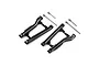 Two black aluminium rear suspension arms for an RC car by Yeah Racing, shown with four metal hinge pins on a white background.