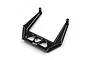 A black aluminium front shock tower for an RC car by Yeah Racing, featuring a U-shaped design with triangular cutouts and the YR logo.