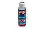 A bottle of Factory Team 37.5w silicone shock oil, 118ml, with a white cap and blue and red label.