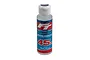 A bottle of Factory Team 45w silicone shock fluid, 118ml, featuring a white flip-top cap and blue and red label.