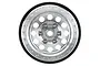 A silver aluminium 1.9-inch beadlock wheel rim for RC crawler vehicles, featuring a multi-hole design and hex hardware.