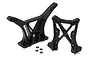 HPI Racing front and rear shock tower set for Firestorm and Blitz RC vehicles, featuring two black plastic towers and four small washers.